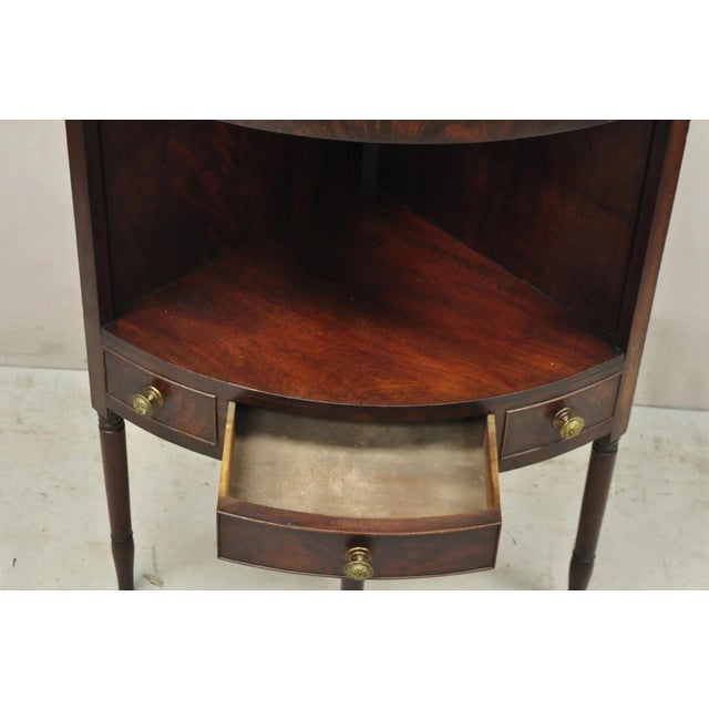 Late 19th Century Antique Georgian Mahogany Bathroom Corner Washstand Sink Side Table With Drawer For Sale - Image 5 of 12