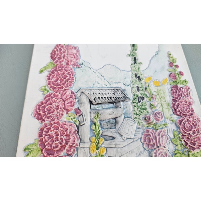 Ceramic Tile with Mallow Flowers, Sweden, 1980s For Sale - Image 9 of 10