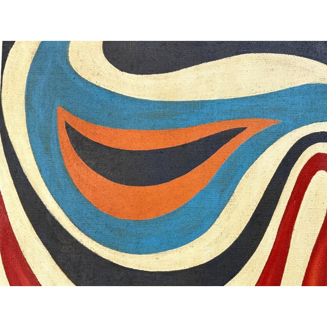 Large Mid Century abstract Oil on Burlap Alexander Calder School, Circa 1950s For Sale In West Palm - Image 6 of 18