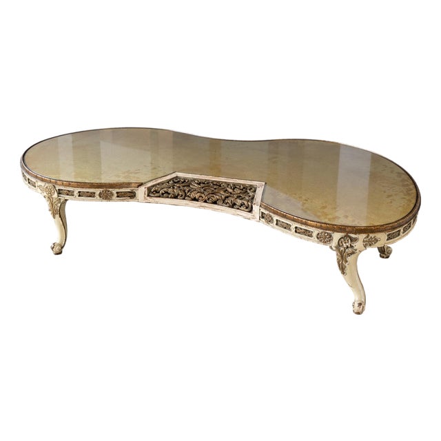 Striking 1960's Italian Florentine Hollywood Regency Gold Gilt Coffee Table in the Style of Maison Jansen For Sale