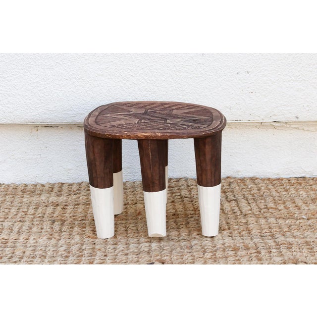 Black & White Carved Nupe Stool For Sale - Image 4 of 7