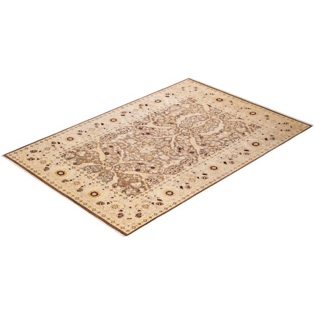 Brown Vintage Traditional Hand Knotted Wool Area Rug, Brown - 5'10" X 8'9" For Sale - Image 8 of 9