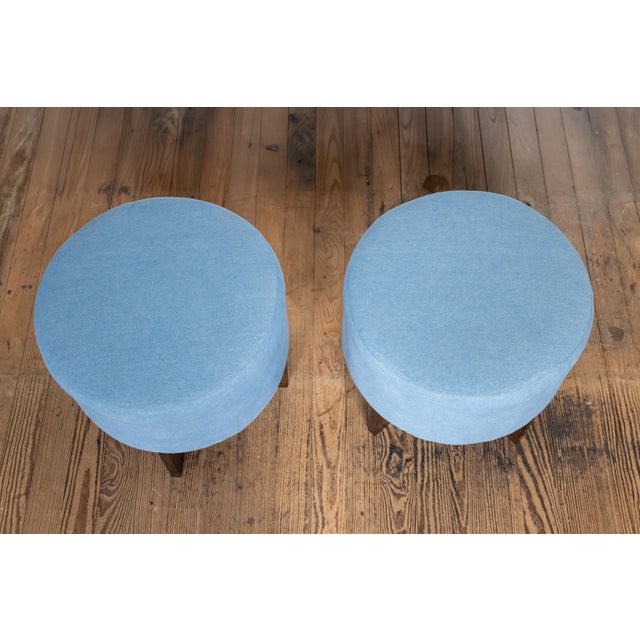 WDA Home designed, new pair of ottomans with oak stained base. I have a total of 4 of these. They're sturdy.