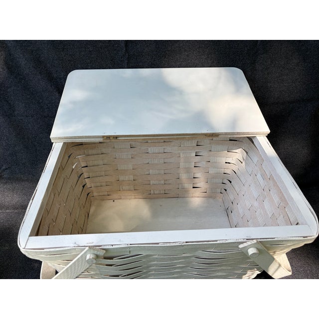 Vintage Painted Splint Wood Picnic Basket For Sale - Image 12 of 15