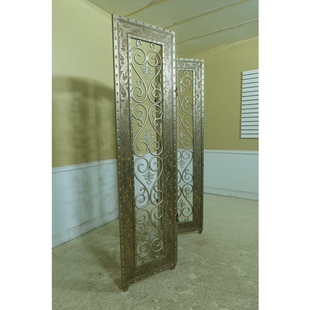 Decorative 3 Panel Room Divider Screen W. Iron | Chairish