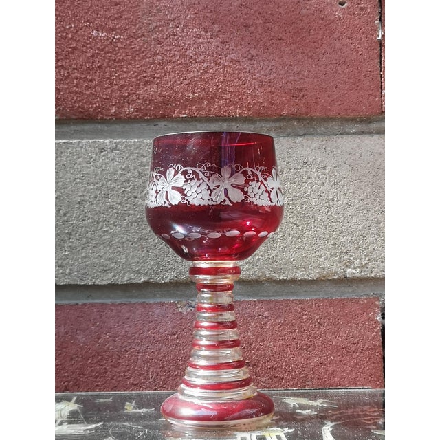 Bohemian Ruby Red Crystal Footed Vase For Sale - Image 9 of 9
