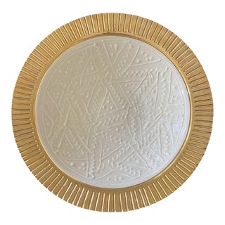 1980s Roy Hamilton for Steve Chase "Hadley" Pattern Bowl With Fluted Gold Rim For Sale