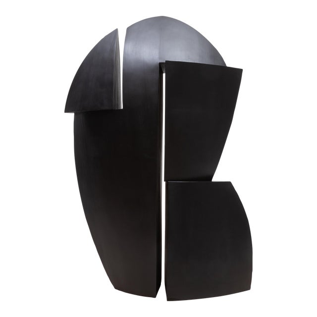 Modern Abstract Sculpture in Black Oak by Patrick Coard Paris For Sale