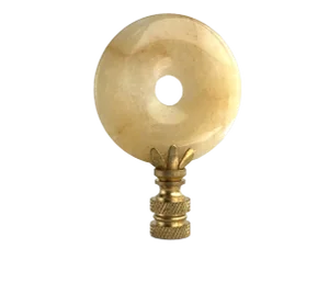 Yellow Jade Stone Lamp Finial on Brass Hardware