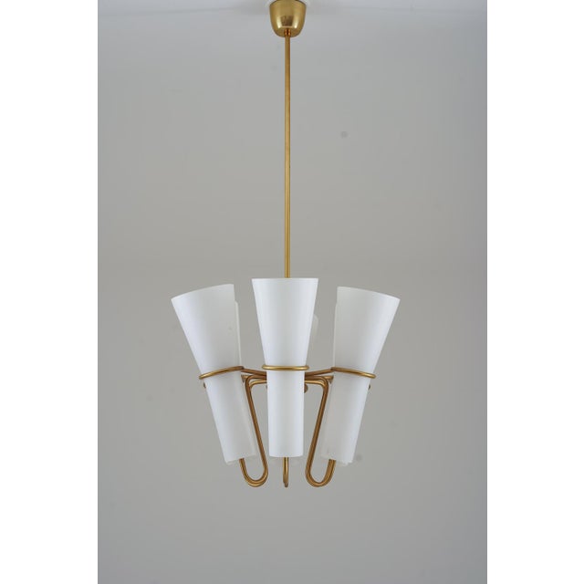 Pendant Light in Brass and Opaline Glass by Hans-Agne Jakobsson, 1950s For Sale - Image 4 of 15