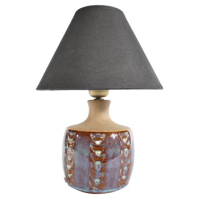 Scandinavian Modern Blue Glazed Stoneware Table Lamp from Søholm Stoneware, 1960s For Sale