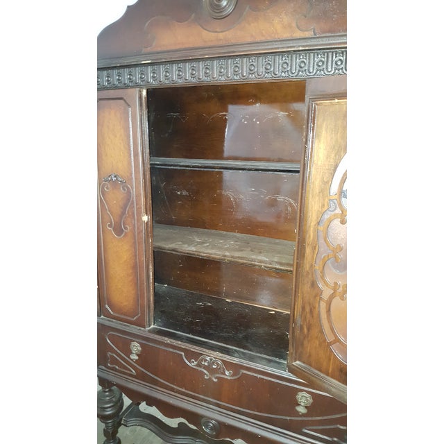 Antique Art Deco Waterfall Armoire Vintage Waterfall Hutch China