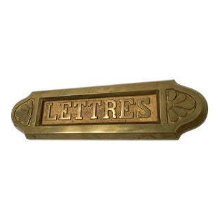 Vintage Solid Brass French Letter Slot For Sale