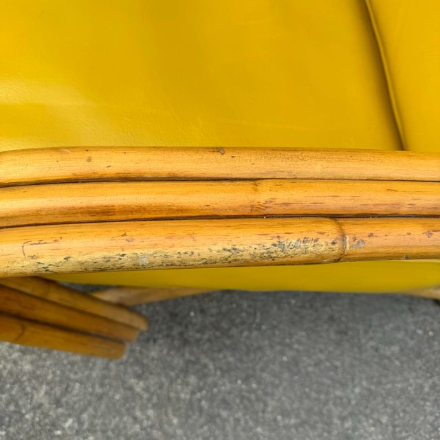 Mid Century Modern Bamboo Arm Lounge Chair Yellow For Sale - Image 10 of 12