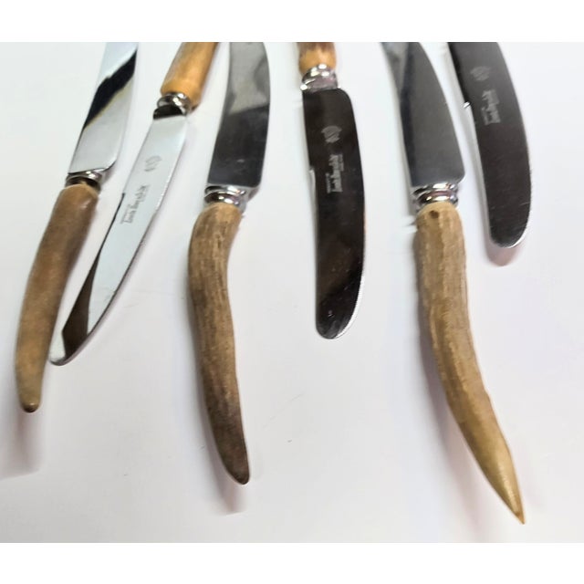 Stag Horn Handled Steak Knives- Set of Six For Sale - Image 4 of 11