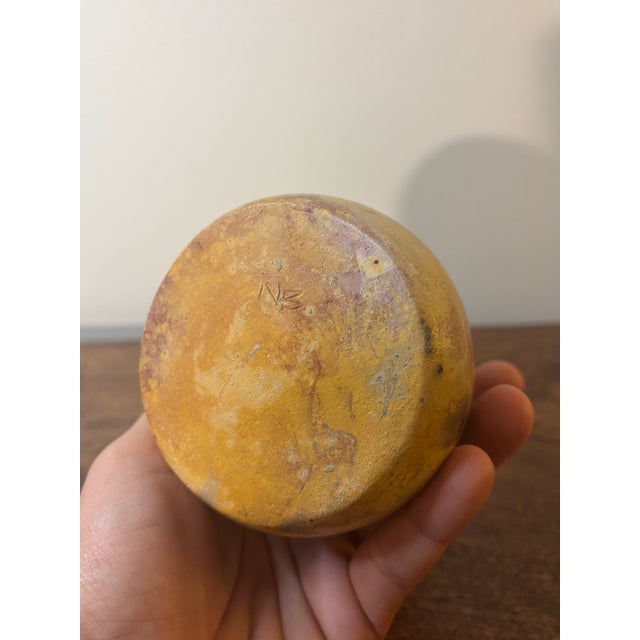 Vintage Mid-Century Modern Studio Pottery Vase, Signed, Marbled Clay For Sale In Miami - Image 6 of 6