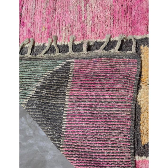 Fuchsia Pink Wool Moroccan Rug - 8.2 X 5.1 Ft For Sale In Cleveland - Image 6 of 6