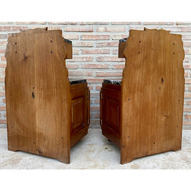 Pair of Art Deco Wood Bedside Tables With Marble Tops, Circa 1930 For Sale - Image 13 of 13