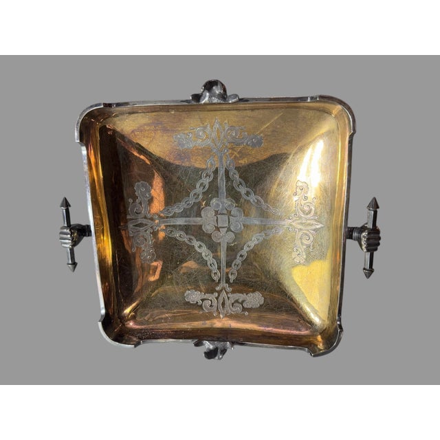 Antique Victorian Figural Silverplate Compote Serving Bowl Basket For Sale - Image 6 of 8