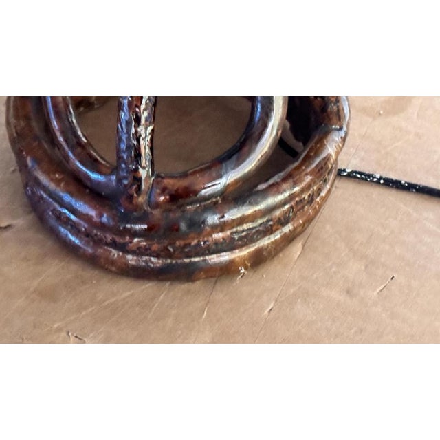 Brown French Sculptural Terracotta Earthenware Table Lamp, 1960s For Sale - Image 8 of 13