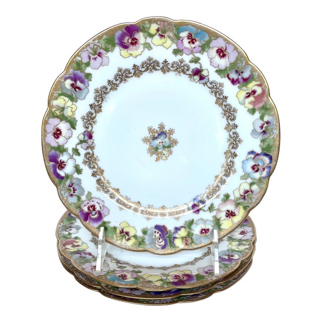 Early 20th Century Haviland & Co. Pansy Plates For Sale
