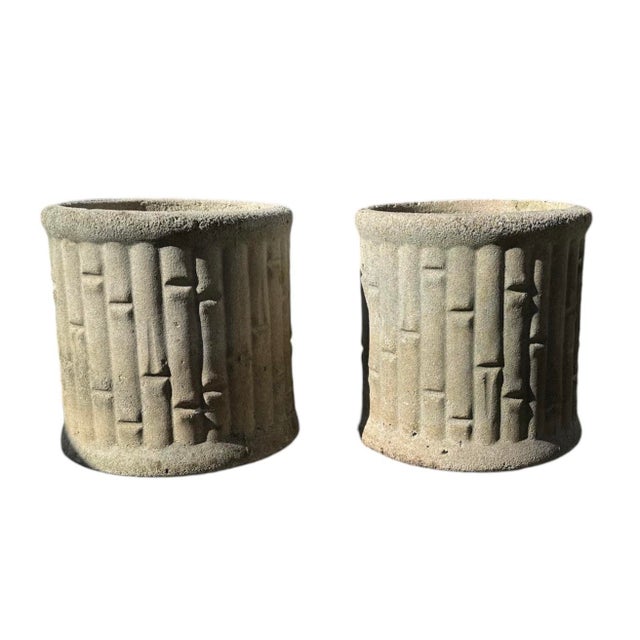 Concrete Bamboo Round Garden Planters For Sale - Image 9 of 9