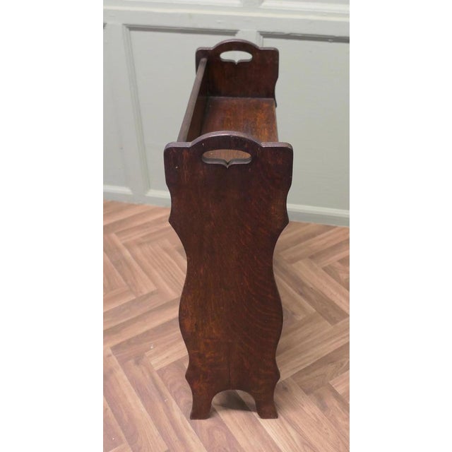 Wood Arts and Crafts Open Front Oak Bookcase with Magazine Rack, 1920 For Sale - Image 7 of 8