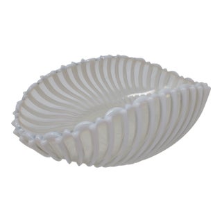 A.j. Beatty Early American Pattern Glass Opalescent White Ribbed Swirl Folded Bowl Circa 1889 For Sale