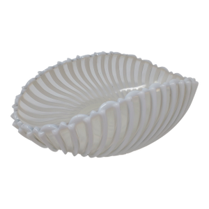 A.j. Beatty Early American Pattern Glass Opalescent White Ribbed Swirl Folded Bowl Circa 1889