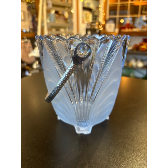 Cambridge Glass Company 1950s Art Nouveau Cambridge Glass Alpine Moonlight Blue Ice Bucket For Sale - Image 4 of 12