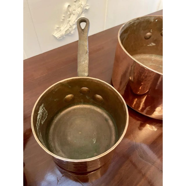 Copper Antique Victorian Copper Pans, 1860, Set of 3 For Sale - Image 8 of 13