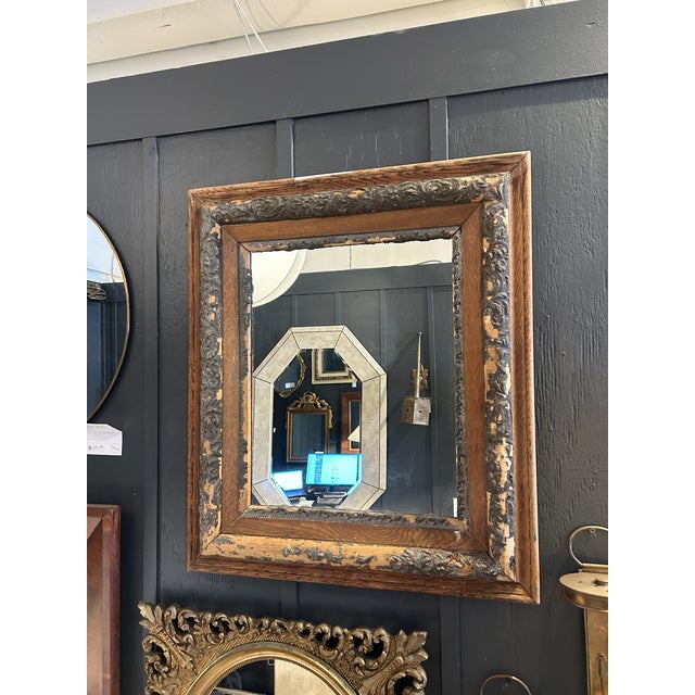 Traditional Vintage Distressed Wood Frame With New Mirror For Sale - Image 3 of 10