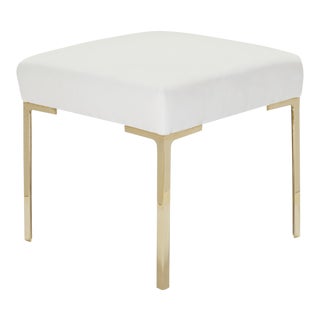 Astor Petite Brass Ottoman in Snow Velvet by Montage For Sale