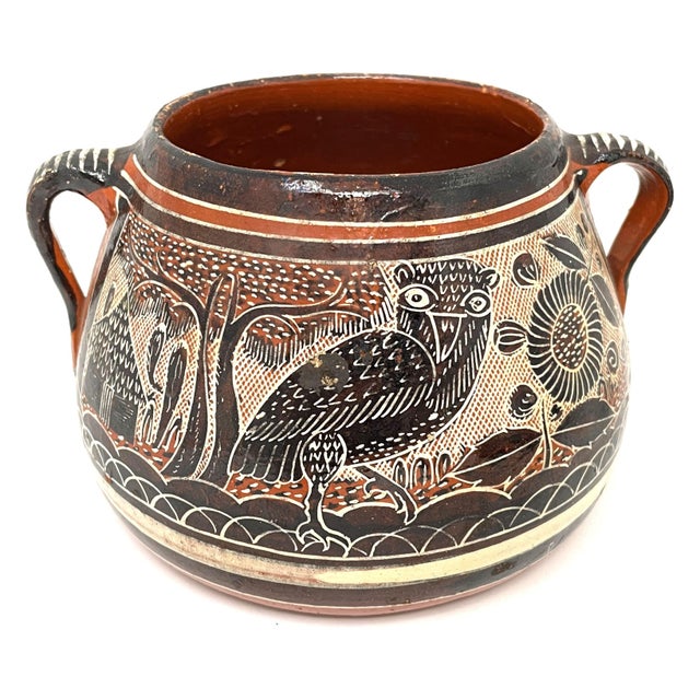 Ceramic Vintage Tlaquepaque 'Petatillo Noche-Style' Plate & 2-Handle Pot From Jalisco For Sale - Image 7 of 13