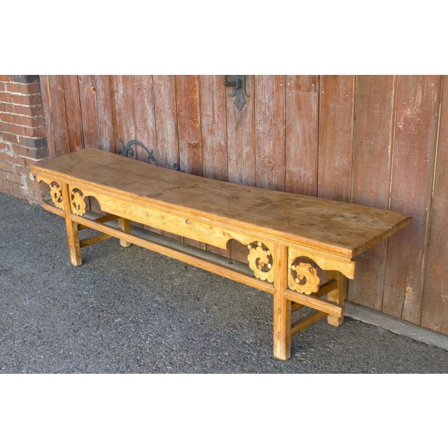 Asian Provincial Elm Bench For Sale - Image 4 of 7