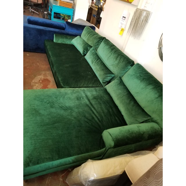 Emerald Green Velvet Sectional Sofa With Brass Legs Chairish
