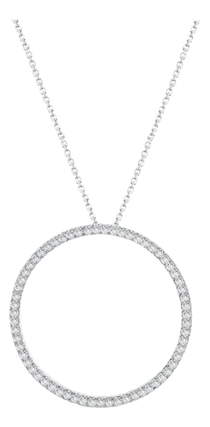 Circle of Life Diamond Necklace 1.00cttw 14k White Gold 16"