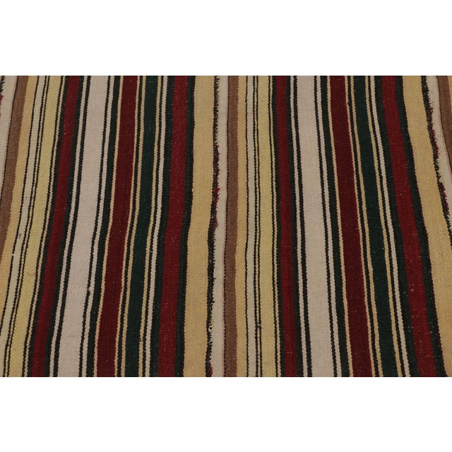 1950s Vintage Persian Kilim, Cream Yellow and Burgundy Stripes - Rug & Kilim For Sale - Image 5 of 8