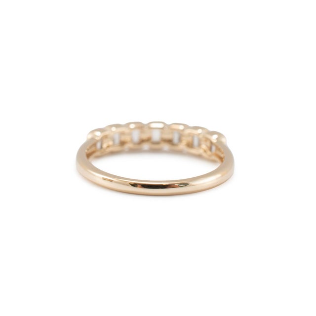 Early 21st Century 14k Yellow Gold 0.77ctw Emerald Cut Diamond Bezel Set Wedding Band Ring, Size 8 For Sale - Image 5 of 9