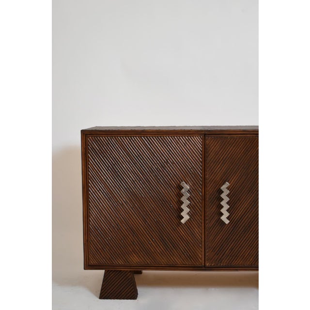 2000 - 2009 Brown Rattan and Nickeled Bronze Arrabida Sideboard from Barracuda Interiors For Sale - Image 5 of 6