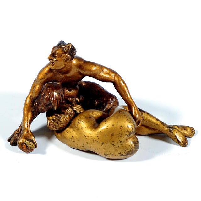 Bronze Faun with Female Nude from Franz Bergmann, 1920s For Sale - Image 3 of 9
