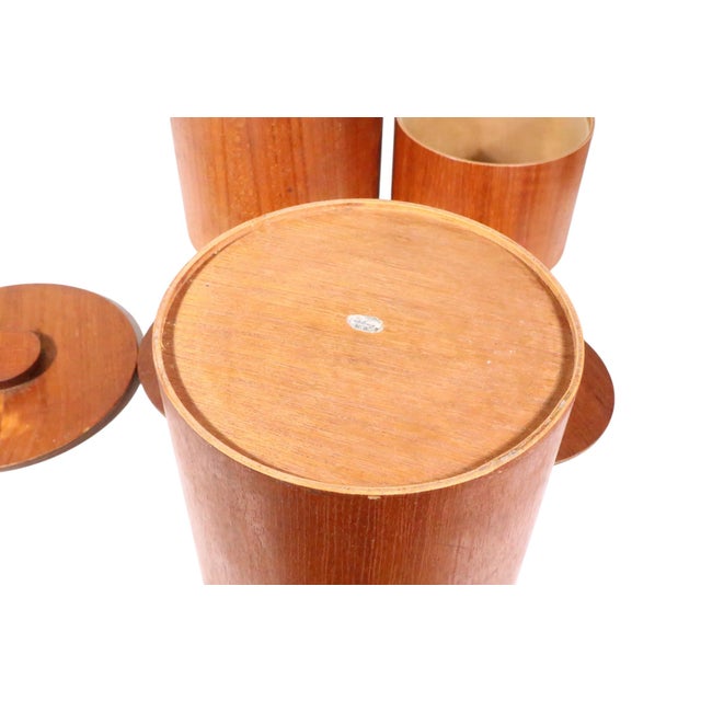 Wood Set of Four Mid 20th Century Danish Modern Teak Canisters For Sale - Image 7 of 8