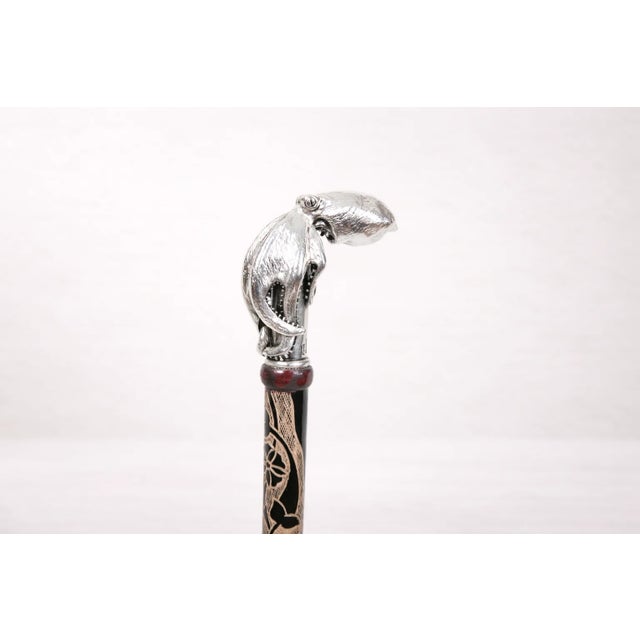 Octopus Head Walking Cane — Silver-Plated Brass, Handcrafted in Istanbul For Sale - Image 4 of 4