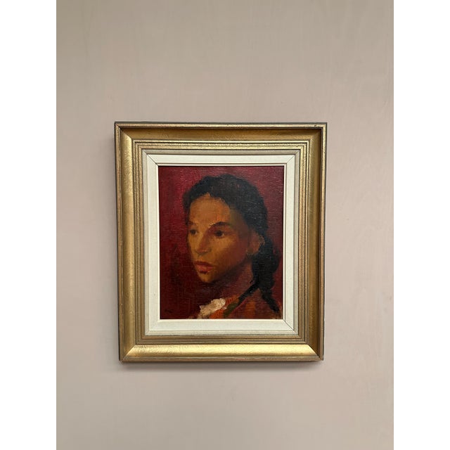 Original Vintage Swedish Oil on Canvas – “Spanish Girl” by Hilding Rösiö – Signed – Vintage & Framed – 61 × 53 cm (24" ×...