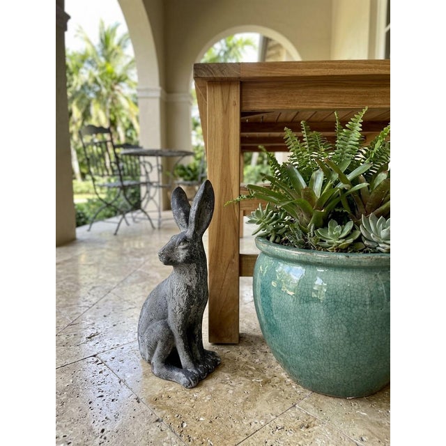 Vintage Weathered Cast Iron Sitting Hare For Sale In West Palm - Image 6 of 11