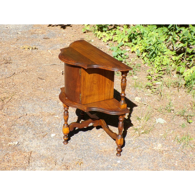 Vintage Art Deco Humidor Table Walnut Smoking Stand Pipe Cigar Cabinet End Table For Sale - Image 13 of 15