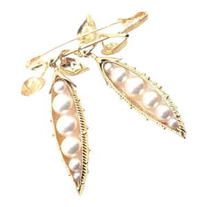 Tiffany & Co Jean Schlumberger Peapod Cultured Pearl Yellow Gold Pin Brooch