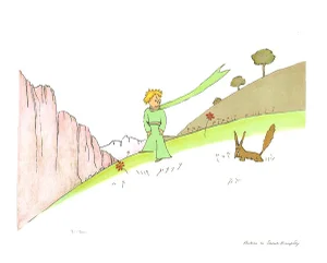 2008 Antoine De Saint Exupery 'Le Petit Prince Et Le Renard (Lg)' Modernism Green,White,Brown,Pink,Pastel,Red France Lithograph