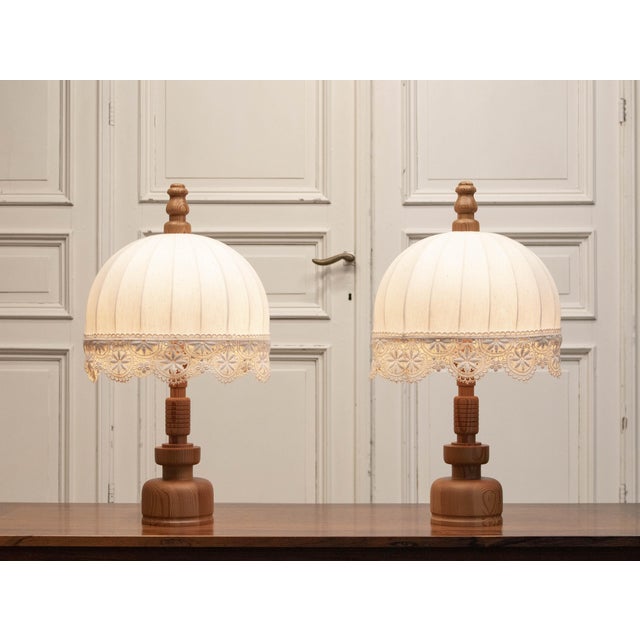 A beautiful pair of Swedish Mid-Century Modern table lamps, designed by Yngve Ekström for Lystelle during the 1960s....