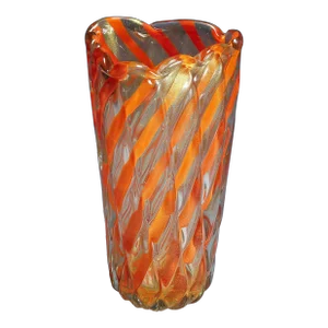 Alfredo Barbini Ribbed 'Corallo Oro' Vase 1960s